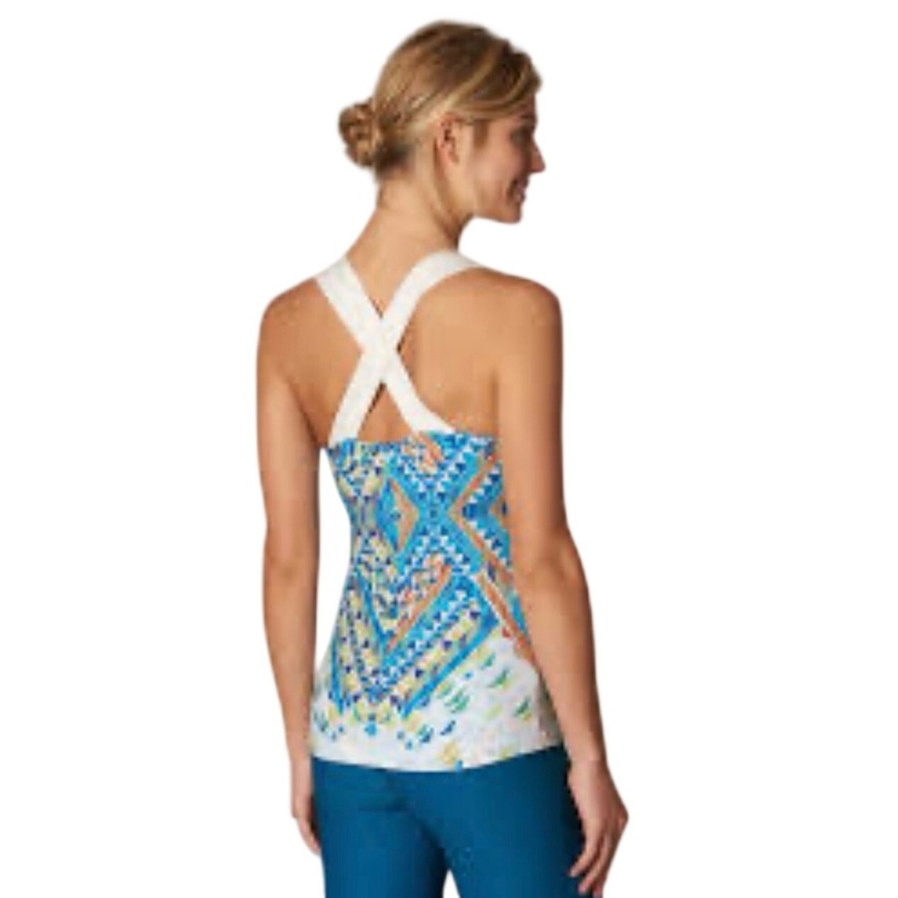 Prana Phoebe Criss Cross Tank Top Built In Shelf Bra Geometric Yoga Boho Medium